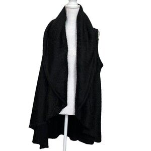 Alice + Olivia Open Front Sweater Vest Black Dual Texture Women’s Size XS